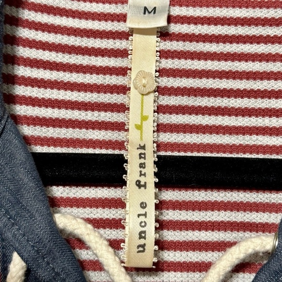 Uncle Frank Striped Lace Up Front Collared Nautical Red White Casual Dress - Picture 6 of 7